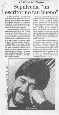 Sepúlveda, "un escritor no tan bueno"  [artículo].