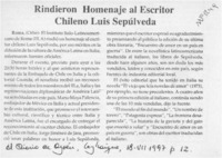 Rindieron homenaje al escritor chileno Luis Sepúlveda  [artículo].