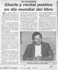 Charla y recital poético en día mundial del libro  [artículo].