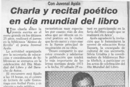 Charla y recital poético en día mundial del libro  [artículo].