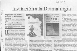Invitación a la dramaturgia  [artículo] Mario Valdovinos.