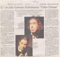 El 7 de julio estrenan performance "Vidas clínicas"  [artículo].
