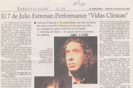El 7 de julio estrenan performance "Vidas clínicas"  [artículo].