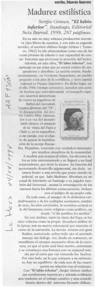 Madurez estilística  [artículo] Eduardo Guerrero.