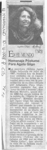 Homenaje póstumo para Agata Gligo