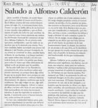 Saludo a Alfonso Calderón  [artículo] Raúl Zurita.