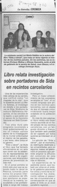 Libro relata investigación sobre portadores de Sida en recintos carcelarios  [artículo].