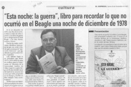 "Esta noche, la guerra", libro para recordar lo que no ocurrió en el Beagle una noche de diciembre de 1978