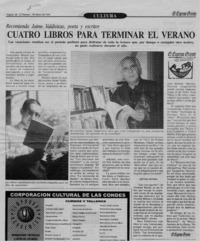 Cuatro libros para terminar el verano  [artículo].