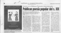 Publican poesía popular del s. XIX  [artículo].