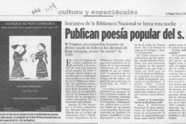 Publican poesía popular del s. XIX  [artículo].