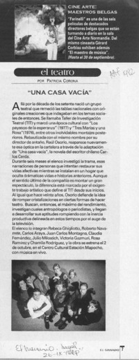 "Una casa vacía"  [artículo] Patricia Corona.