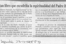 Editan libro que escudriña la espiritualidad del Padre Hurtado  [artículo].
