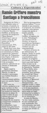Ramón Griffero muestra Santiago a francófonos  [artículo].