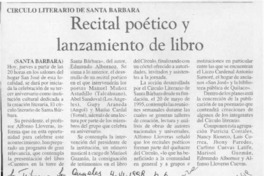 Recital poético y lanzamiento de libro  [artículo].