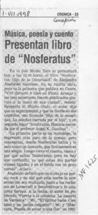 Presentan libro de "Nosferatus"  [artículo].