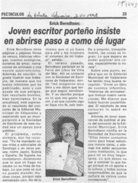 Joven escritor porteño insiste en abrirse paso a como dé lugar