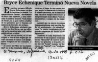 Bryce Echenique terminó nueva novela  [artículo].