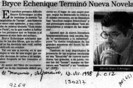 Bryce Echenique terminó nueva novela  [artículo].