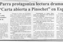 De la Parra protagoniza lectura dramatizada de "Carta abierta a Pinochet" en España  [artículo].