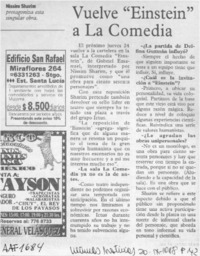 Vuelve "Einstein" a La Comedia  [artículo].