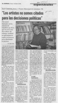 "Los artistas no somos citados para las decisiones políticas"