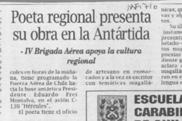 Poeta regional presenta su obra en la Antártida  [artículo].