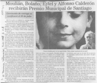 Moulián, Bolaño, Eytel y Alfonso Calderón recibirán Premio Municipal de Santiago