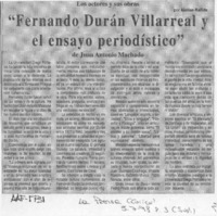 "Fernando Durán Villarreal y el ensayo periodístico"  [artículo] Matías Rafide.