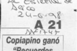 Copiapino ganó "Recuerdos ferroviarios"  [artículo].