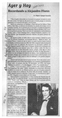 Recordando a Alejandro Flores  [artículo] Mario Cánepa Guzmán.