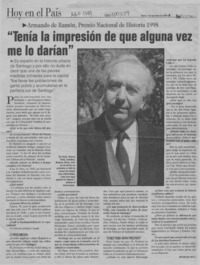 "Tenía la impresión de que alguna vez me lo darían"  [artículo] Matías del Río C.