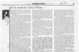 En la senda de Teresa Wilms  [artículo] Sara Vial.
