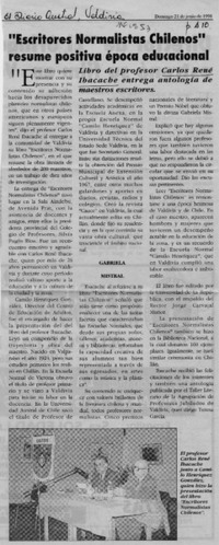 "Escritores normalistas chilenos" resume positiva época educacional