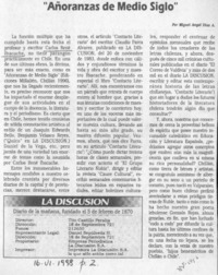 "Añoranzas de medio siglo"  [artículo] Miguel Angel Díaz A.