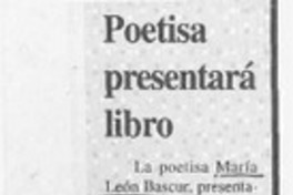 Poetisa presentará libro  [artículo].