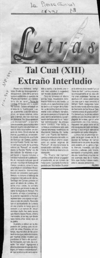 Tal cual (XIII) extraño interludio  [artículo] Filebo.