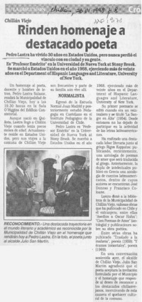 Rinden homenaje a destacado poeta  [artículo].