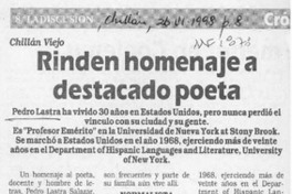 Rinden homenaje a destacado poeta  [artículo].