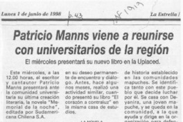 Patricio Manns viene a reunirse con universitarios de la región  [artículo].