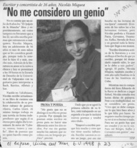 "No me considero un genio"  [artículo] DDP.