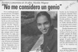 "No me considero un genio"  [artículo] DDP.