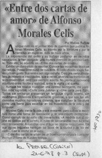 "Entre dos cartas de amor" de Alfonso Morales Celis  [artículo] Matías Rafide.