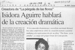 Isidora Aguirre hablará de la creación dramática  [artículo].