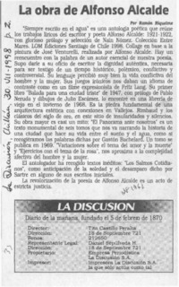 La obra de Alfonso Alcalde  [artículo] Ramón Riquelme.