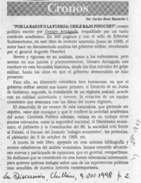 "Por la razón o la fuerza, Chile bajo Pinochet"  [artículo] Carlos René Ibacache I.