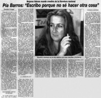 Pía Barros, "Escribo porque no sé hacer otra cosa"
