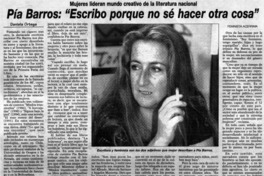 Pía Barros, "Escribo porque no sé hacer otra cosa"