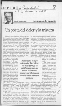 Un poeta del dolor y la tristeza  [artículo] Marino Muñoz Lagos.