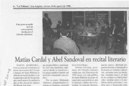 Matías Cardal y Abel Sandoval en recital literario  [artículo].